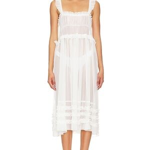 Free People Sheer White Ruffle Chemise